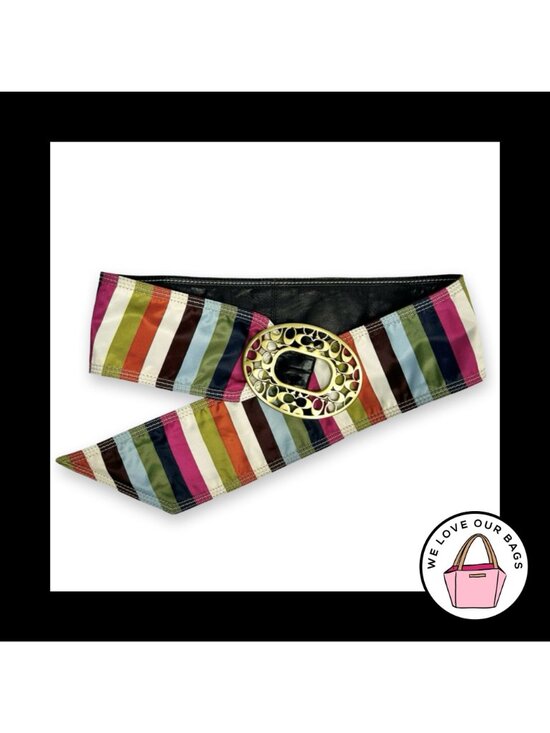 Rare Y2K VINTAGE COACH LEGACY Sash Belt 65th Anniversary Stripe Buckle Leather main image 4